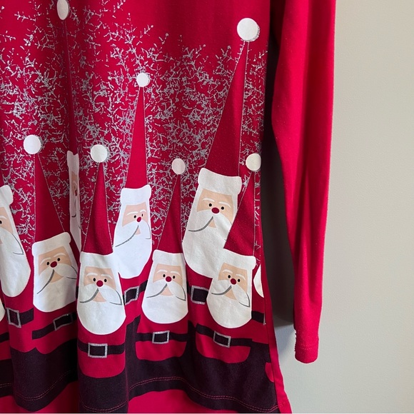 Mac & Belle Red Long Sleeve Santa Christmas Tunic Top Size Large - Picture 3 of 7